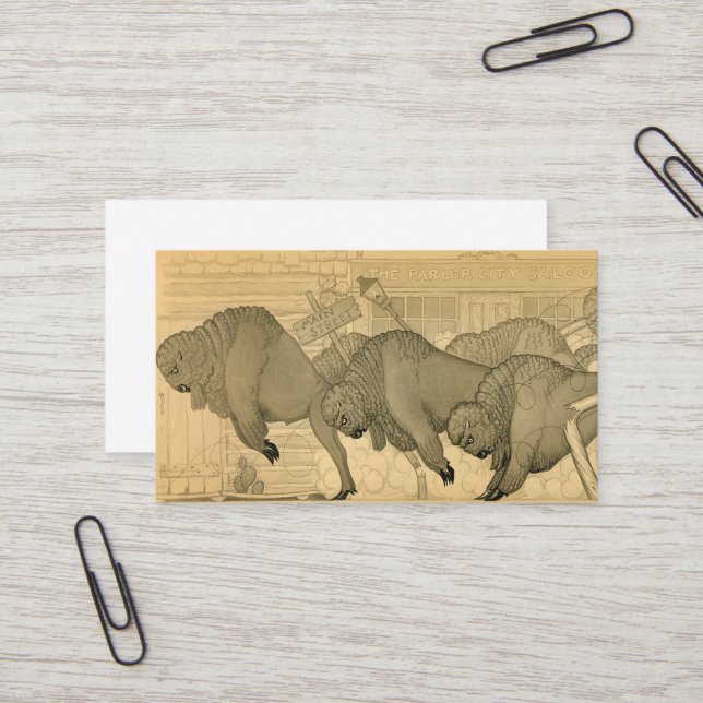 Buffalo Stampede, Savage Iowa, 1923 von Grant Wood Visitenkarte (Vorderseite/Rückseite Beispiel)