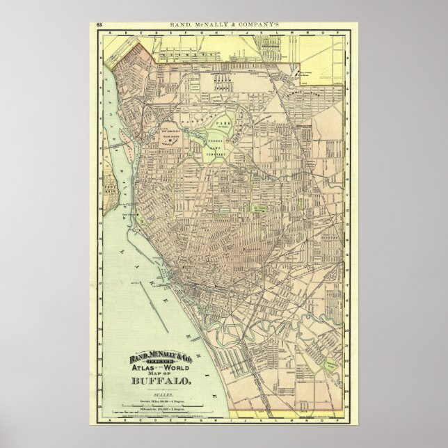 Buffalo Street Map, 1892 Poster (Vorne)