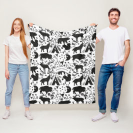 Buffalo, Tepee, Bogen und Pfeile, Federn Schläge Fleecedecke
