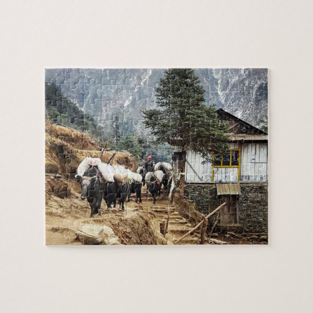 Buffalo-Transport, Blick auf den Everest-Pfad - Ne Puzzle (Horizontal)