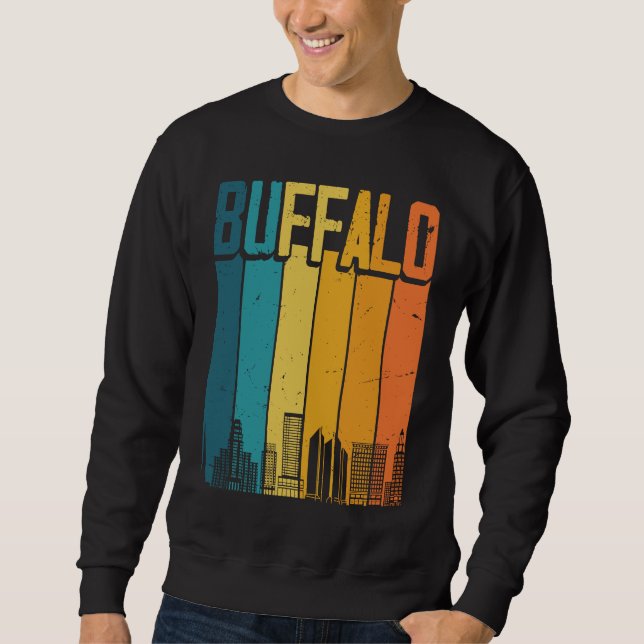 Buffalo USA Retro Vintage Sunset Skyline Buffalo Sweatshirt (Vorderseite)