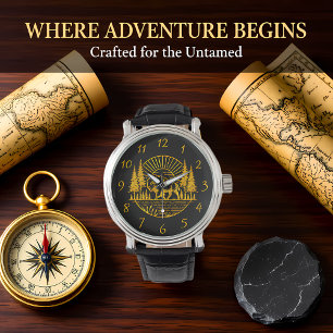 Buffalo Walking am Fluss bei Sunset Armbanduhr