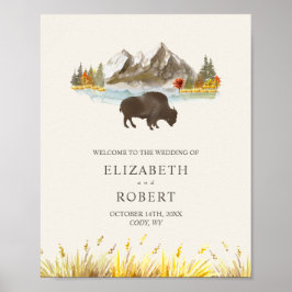 Buffalo Watercolor Ranch Bison Herbsthochzeit Poster