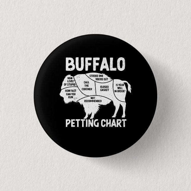 Buffalo Wildlife Petting Chart für Bison Liebhaber Button (Vorderseite)