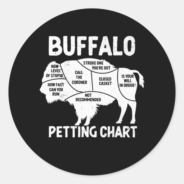 Buffalo Wildlife Petting Chart für Bison Liebhaber Runder Aufkleber (Vorderseite)