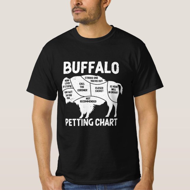 Buffalo Wildlife Petting Chart für Bison Liebhaber T-Shirt (Vorderseite)