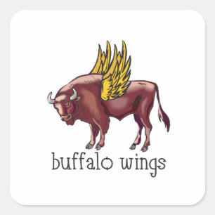 BUFFALO WINGS QUADRATISCHER AUFKLEBER