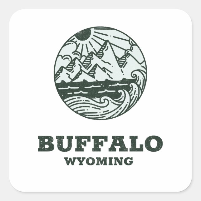 Buffalo - Wyoming Quadratischer Aufkleber (Vorderseite)