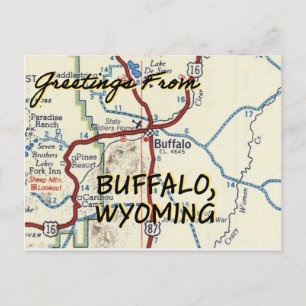 Buffalo Wyoming Vintag Map Postkarte