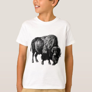 Büffel Amerikanischer Bison Vintage Holzstich T-Shirt