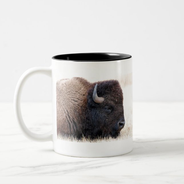 Büffel-Bison herauf nahes Zweifarbige Tasse (Links)