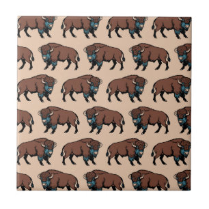 Büffel-Bison-Muster Fliese