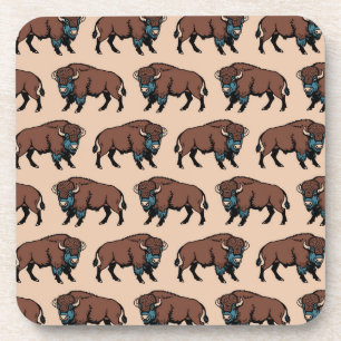 Büffel-Bison-Muster Getränkeuntersetzer