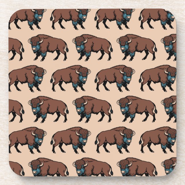 Büffel-Bison-Muster Getränkeuntersetzer (Vorderseite)