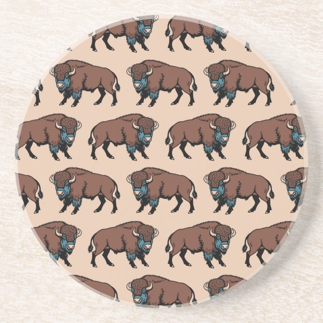Büffel-Bison-Muster Getränkeuntersetzer (Vorne)