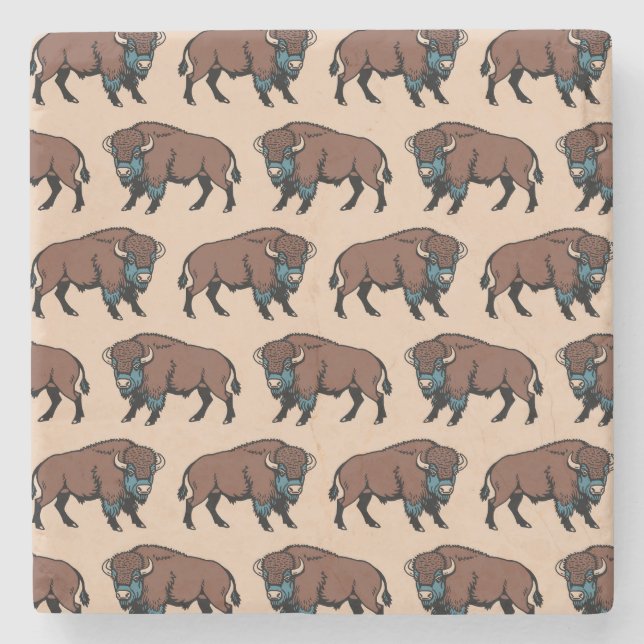 Büffel-Bison-Muster Steinuntersetzer (Vorderseite)