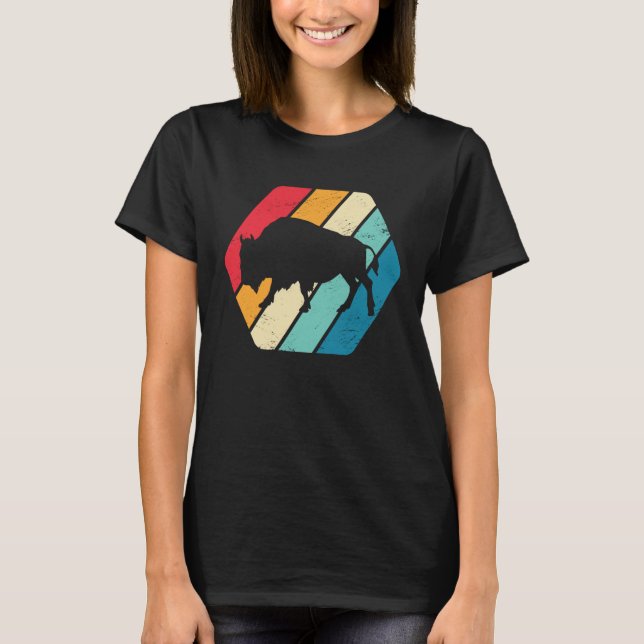 Büffel Bison Tier Wildnis Retro T-Shirt (Vorderseite)