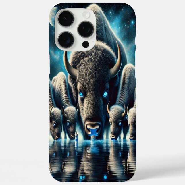 Büffel Bisons trinken unter einem kosmischen Glanz Case-Mate iPhone Hülle (Rückseite)