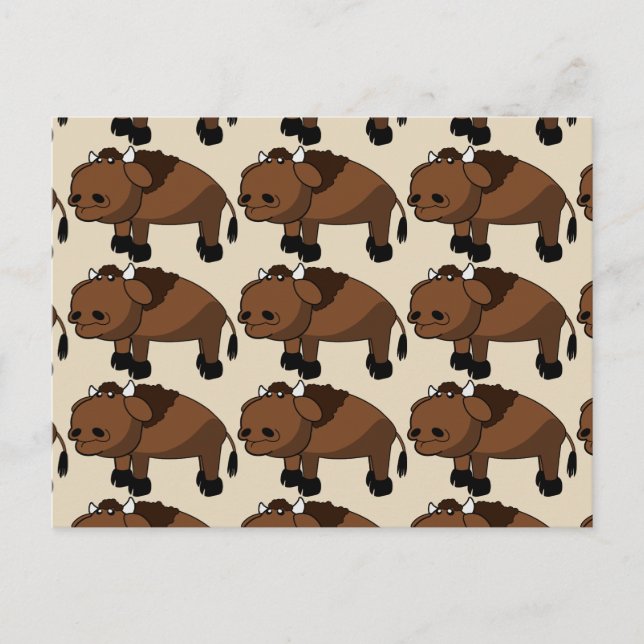 Büffel Cartoon Postkarte (Vorderseite)