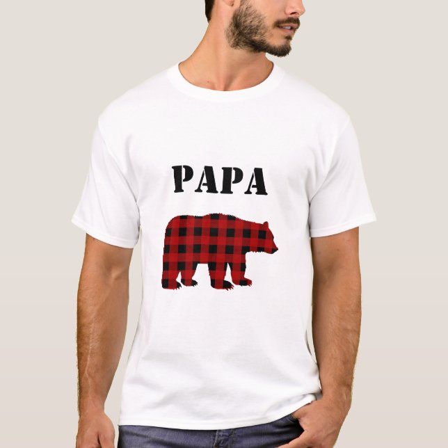 Büffel der T - Shirt der Papa-Bärnmänner kariert (Vorderseite)