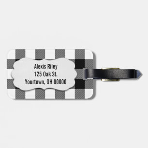 Büffel in Schwarz/Weiß kariert Gepäckanhänger