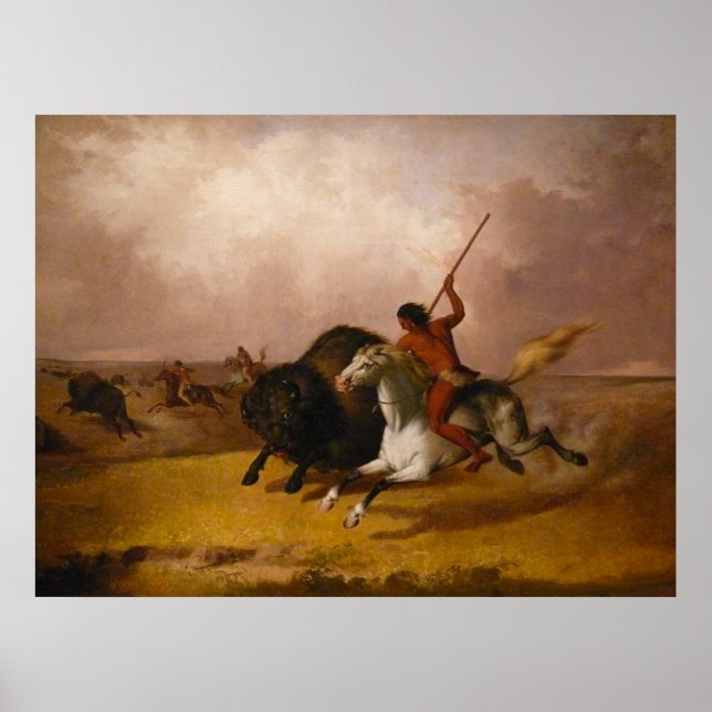 Büffel-Jagd auf den südwestlichen Ebenen Poster (Vorne)