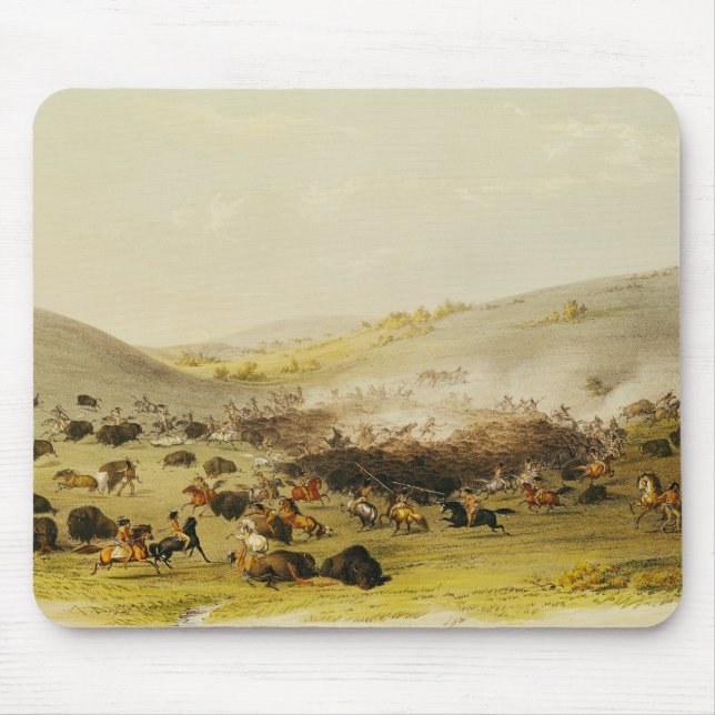 Büffel-Jagd, Einfassung, c.1832 Mousepad (Vorne)