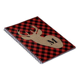 Büffel kariert und Leinwand-Monogramm-Rotwild Notizblock