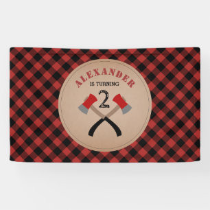 Büffel-karierter Axt-Holzfäller-Geburtstag Banner