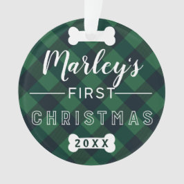 Büffel-kariertes Foto des Haustieres erster grüner Ornament