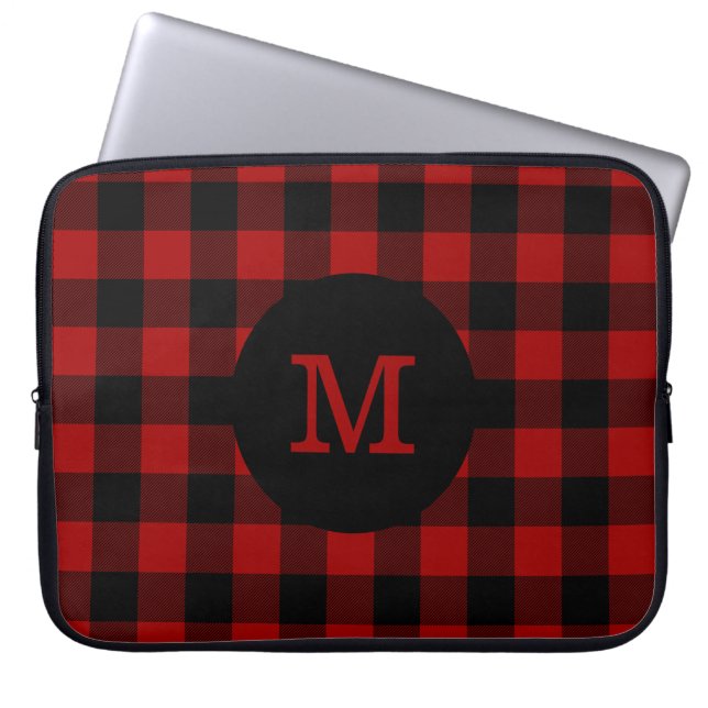 Büffel-kariertes Monogramm Laptopschutzhülle (Vorderseite)