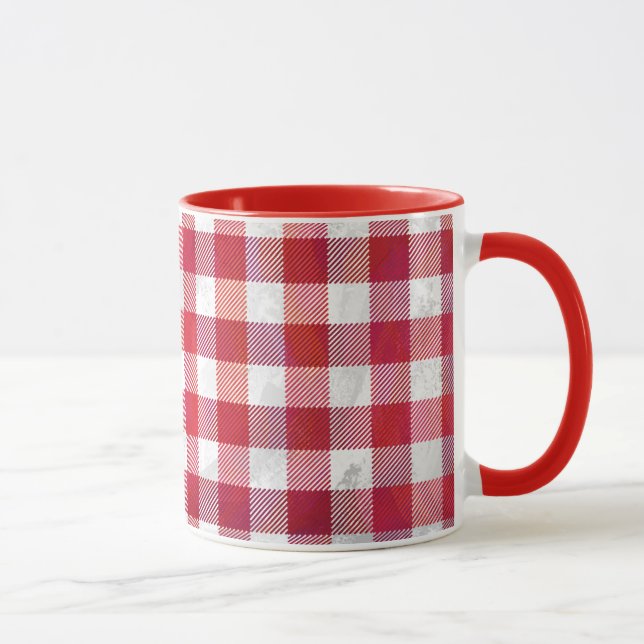 Büffel-kariertes Rotes und weiß Tasse (Rechts)