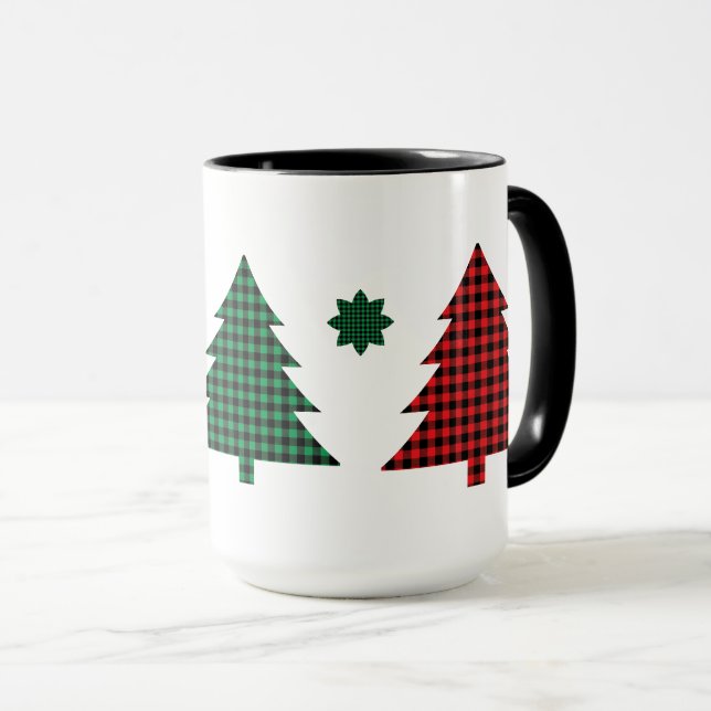 Büffel-Karo-Bäume Tasse (VorderseiteRechts)