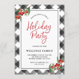 Büffel-Karo-kariertes schwarzes u. weißes Einladung