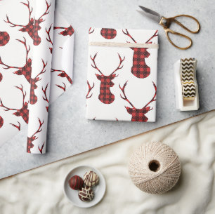 Büffel-Karo-Rentier Geschenkpapier