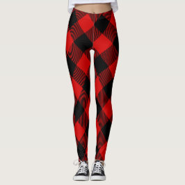 Büffel-Karo-roter schwarzer Holzfäller kariertes Leggings