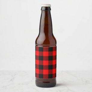 Büffel-Karo-roter und schwarzer Bierflaschenetikett