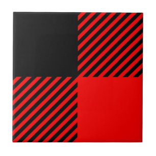 Büffel-Karo-roter und schwarzer Fliese