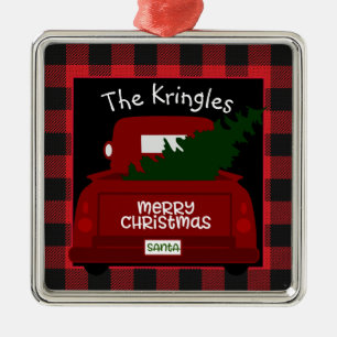 Büffel-Karo-Vintager LKW personalisiert Ornament Aus Metall