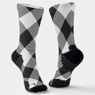 Büffel-Karo Weiß und Schwarz Quadrate Kariert Socken