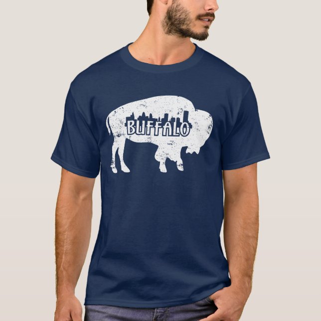 Büffel Ny Skyline beunruhigt T-Shirt (Vorderseite)