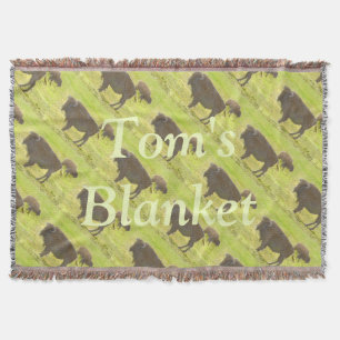Büffel und Kalb farbiger Bleistift personalisiert Decke