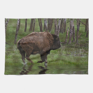 Büffel und Wald, Bison-Liebhaber Design Handtuch