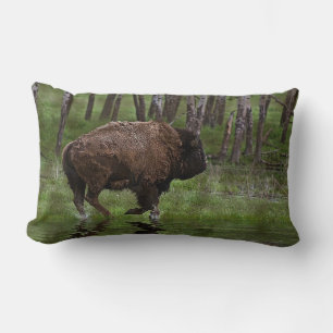 Büffel und Wald, Bison-Liebhaber Design Lendenkissen