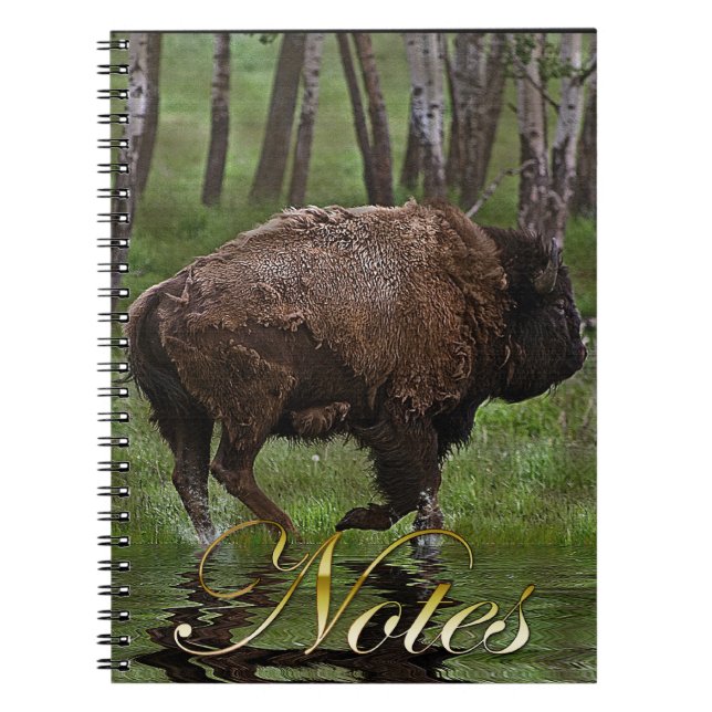 Büffel und Wald, Bison-Liebhaber Design Notizblock (Vorderseite)
