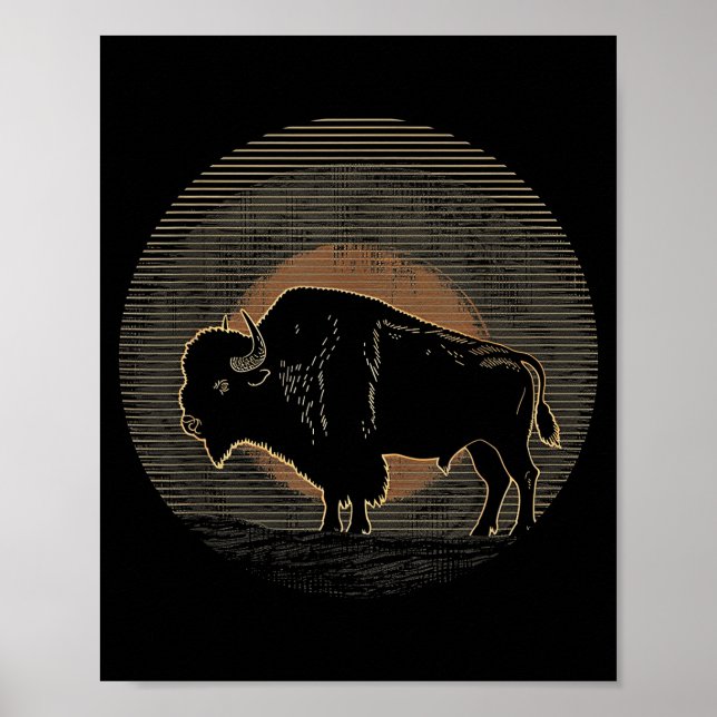 Büffelbüffel - Retro 70er 80er Grafik Vintage Männ Poster (Vorne)