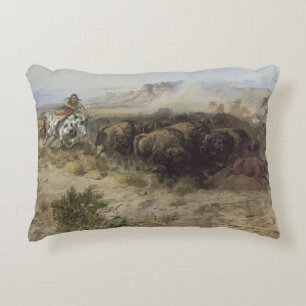 Büffeljagd Nr. 26 von CM Russell, Vintage Indians Dekokissen