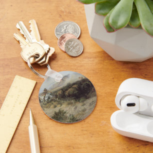 Büffeljagd Nr. 26 von CM Russell, Vintage Indians Schlüsselanhänger