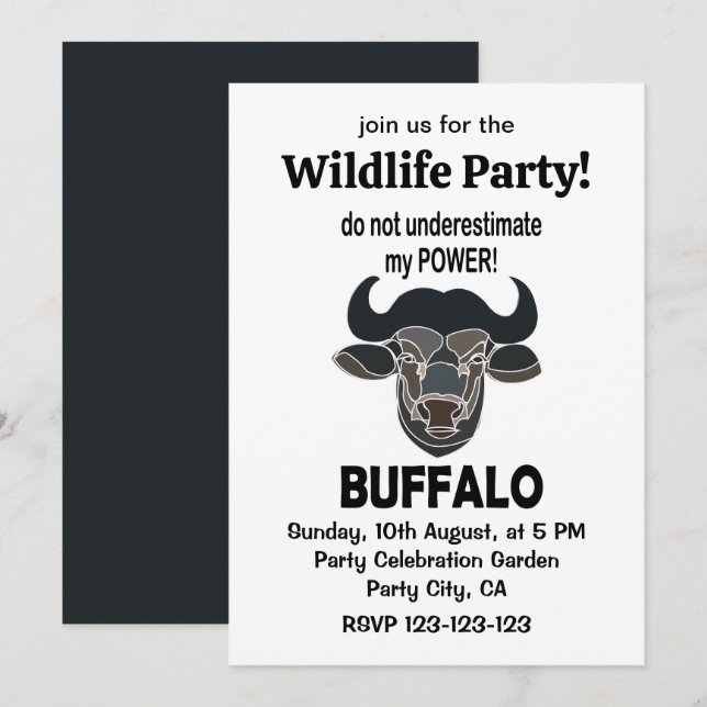 Büffelkopf Bison Tier Büffel Einladung (Vorne/Hinten)