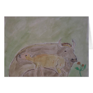 Büffelmutter und -kalb